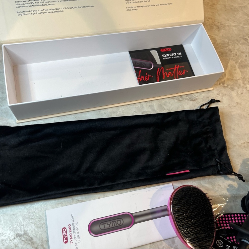 TYMO Ring Hair Straightening Comb Black Brush 5 Temp Anti-Scald Fast Heating - Picture 10 of 14